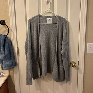 Hollister Gray Open-Front Sweater
